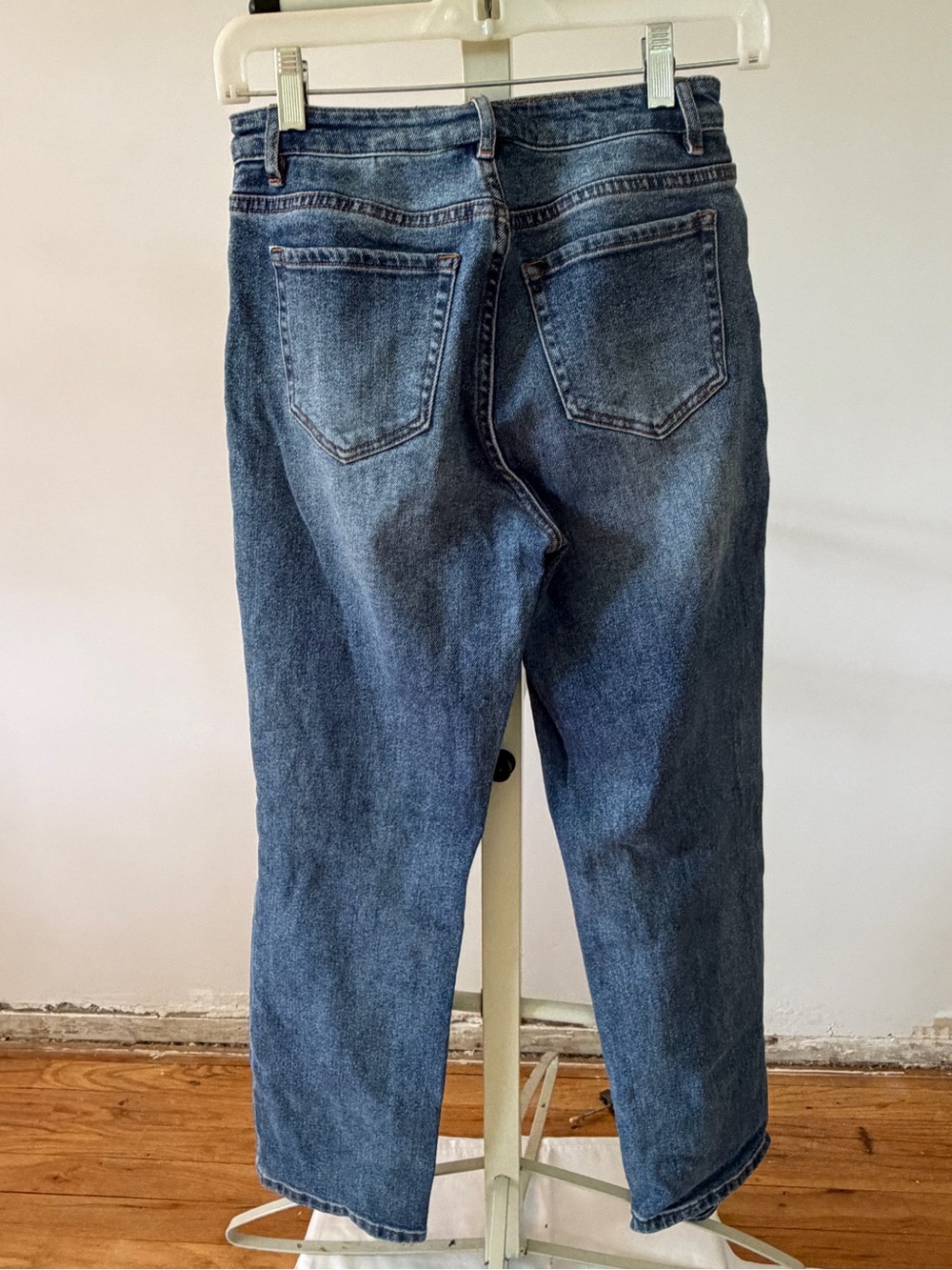 Distressed Button-Fly Blue Jeans - Picture 2 of 5